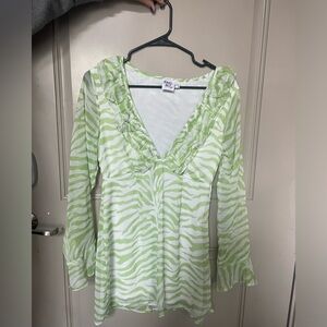 Green and white animal print princess Polly dress